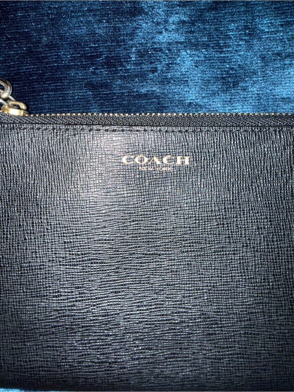 COACH Black Leather Zip Wristlet - Sleek Everyday Carry